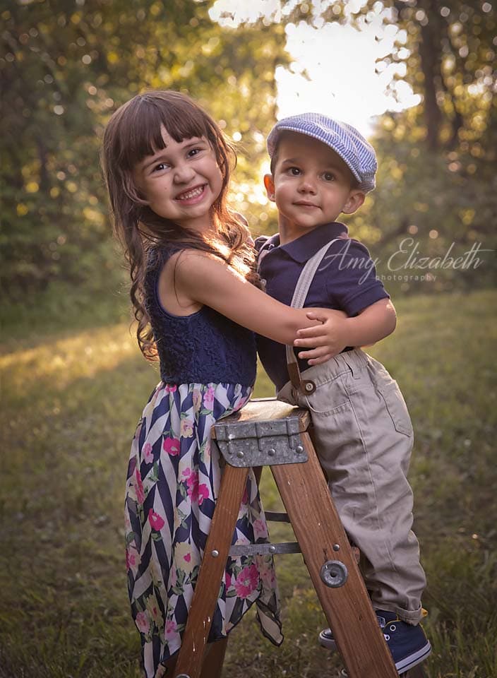 sibling love on ladder st louis photographer