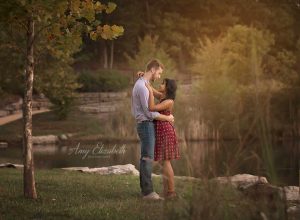 engaged couple at central park in chesterfield
