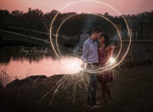 engaged couple with sparklers central park chesterfield