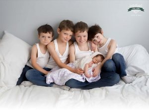 four boys holding newborn sister st louis photographer