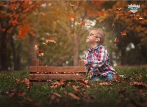 little boy taking in the falling leaves st louis photography
